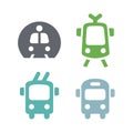 Icons sign simple public transport. Metro bus trolleybus tram. Very stylish trendy In one style. Vector illustration