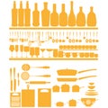 Icons Of Silhouettes Of Kitchen Elements Isolated