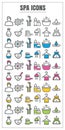 Icons spa color blck blue pink Yellow green vector on white back Royalty Free Stock Photo