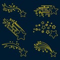 Icons of stars and comets. Falling stars vector set. Shooting stars isolated from background