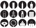Icons stationery in circles