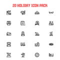 20 icons summer holiday and camp hiking theme