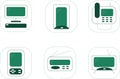 Icons with devices and communication tools