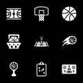 Icons for theme basketball , vector, icon, set. Black background