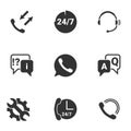 Icons for theme call center,support service. White background