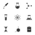 Simple vector icons. Flat illustration on a theme Chemistry and science Royalty Free Stock Photo