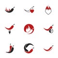 Simple vector icons. Flat illustration on a theme Chili pepper