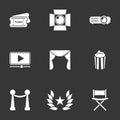 Icons for theme Cinema. Black background