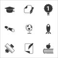 Simple vector icons. Flat illustration on a theme study Royalty Free Stock Photo