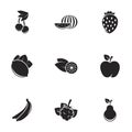 Simple vector icons. Flat illustration on a theme Fruits