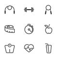 Simple vector icons. Flat illustration on a theme Health and Fitness Royalty Free Stock Photo