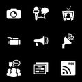 Icons for theme News, mass media, vector, icon, set. Black background Royalty Free Stock Photo