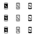 Icons for theme Phone, smartphone , vector, icon, set. White background Royalty Free Stock Photo