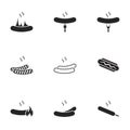 Simple vector icons. Flat illustration on a theme Sausage