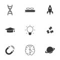 Simple vector icons. Flat illustration on a theme Science and studies