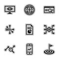 Simple vector icons. Flat illustration on a theme SEO optimization and promotion