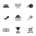 Simple vector icons. Flat illustration on a theme tennis Royalty Free Stock Photo