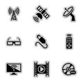 Simple vector icons. Flat illustration on a theme Tv, satellite, broadcasting