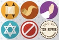 Icons to Celebrate Jewish Yom Kippur or Day of Atonement, Vector Illustration