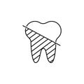 Icons of tooth in thin line style. Dental clinic, dentist, dentistry logotype concept. Vector outline simple icon Royalty Free Stock Photo