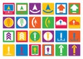 Icons upload, download files in a flat style. Set of colored vector icons for web site or application Royalty Free Stock Photo