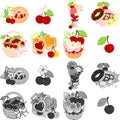 The icons of various cherry sweets