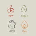 Icons for vegetarians. Royalty Free Stock Photo