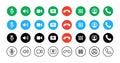 Icons of video call, conference interface. Buttons set for phone chat ui, screen, web. Vector mobile online symbols of camera,