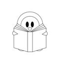 Cartoon cute Penguin read Book in black and white Royalty Free Stock Photo