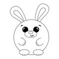 Cute cartoon round Rabbit. Draw illustration in black and white Royalty Free Stock Photo