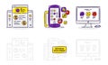 Icons of website, application and monitor in vector on white background. Vector illustration