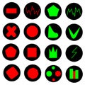 Icons for website design red on black.
