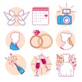 Icons of wedding Royalty Free Stock Photo