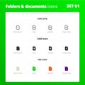 Icons for working with folders and documents