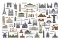 Icons world tourist attractions and architectural landmarks Royalty Free Stock Photo