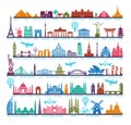 Icons world tourist attractions and architectural landmarks Royalty Free Stock Photo