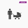 Black man silhouette  with baby stroller icon. Royalty Free Stock Photo