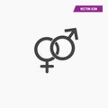Black Heterosexual gender symbol icon vector
