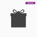 Black solid gift box icon vector. Royalty Free Stock Photo