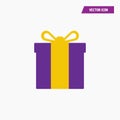 Colorful yellow, purple gift box icon vector.