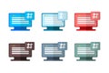 Icon packs colorful monitor and hashtags Royalty Free Stock Photo