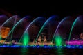 Bangkok,Thailand on December 10,2018:ICONIC Multimedia Water Features with Dancing Fountain Show at River Park of ICONSIAM,the new