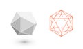 Icosahedron is a geometric figure. Hipster Fashion minimalist design. Film solid bodies. icosahedron flat design vector