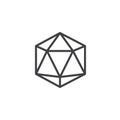 Icosahedron geometrical figure outline icon