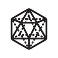 Icosahedron icon vector sign and symbol isolated on white background, Icosahedron logo concept