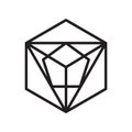 Icosahedron icon vector sign and symbol isolated on white background, Icosahedron logo concept