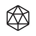 Icosahedron icon vector sign and symbol isolated on white background, Icosahedron logo concept