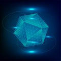 Icosahedron Platonic solid. Sacred geometry 3d illustration. technology background illustration