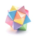 A icosahedron showcasing a kaleidoscope of pastel shades