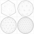 From Icosahedron To The Ball Sphere Lines Vector